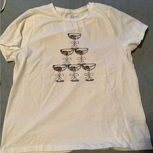 J. Crew White Graphic Short Sleeve Tee